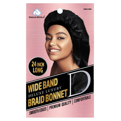 Dream World Wide Wide Band Braid Bonnet XL Black #dre174bk