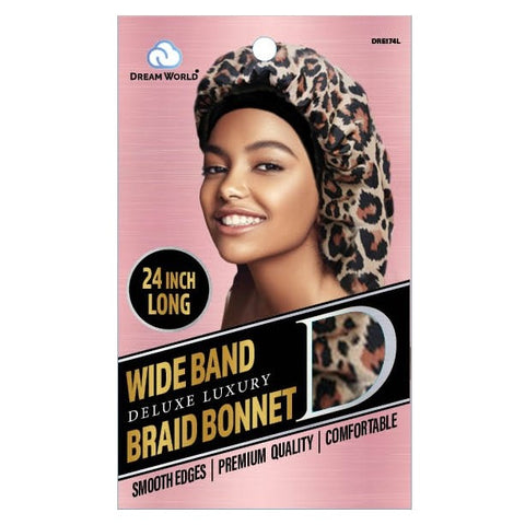 Dream World Wide Wide Band Braid Bonnet XL Leopard #dre174l